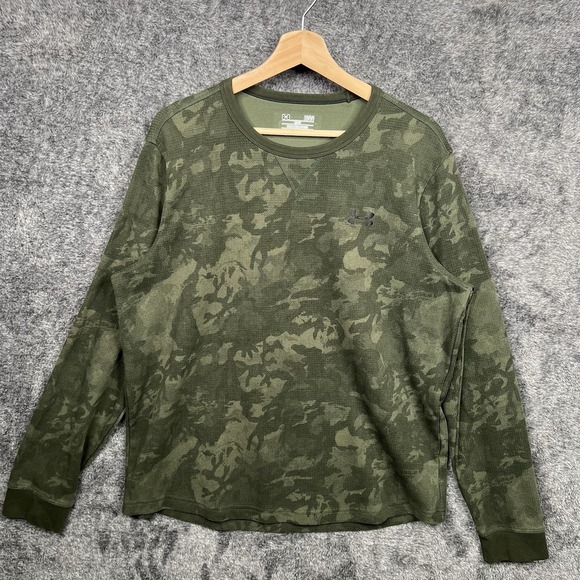 Under Armour Green Camo Cold Gear Loose Long Sleeves Active Top Shirt Large - Picture 1 of 7